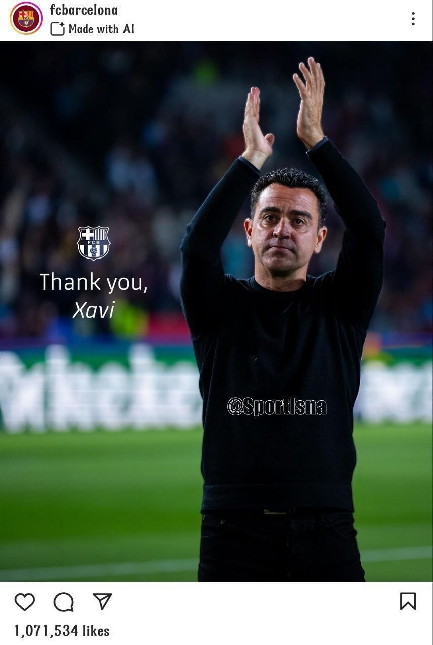 خداحافظی اینستاگرامی بارسلونا با ژاوی