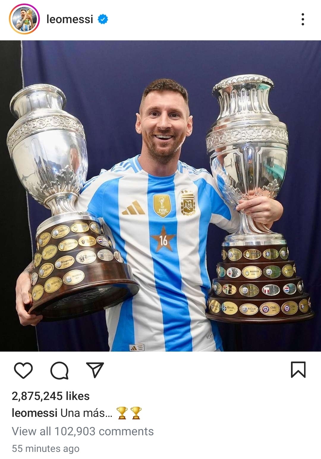 واکنش لیونل مسی به دومین قهرمانی پیاپی آرژانتین در کوپا آمریکا واکنش لیونل مسی به دومین قهرمانی پیاپی آرژانتین در کوپا آمریکا