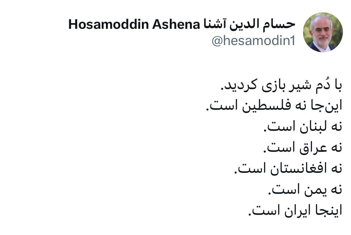 آشنا: با دم شیر بازی کردید آشنا: با دم شیر بازی کردید