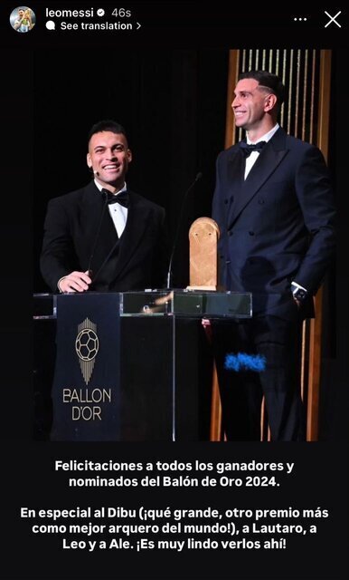 واکنش لیونل مسی به مراسم توپ طلا +عکس