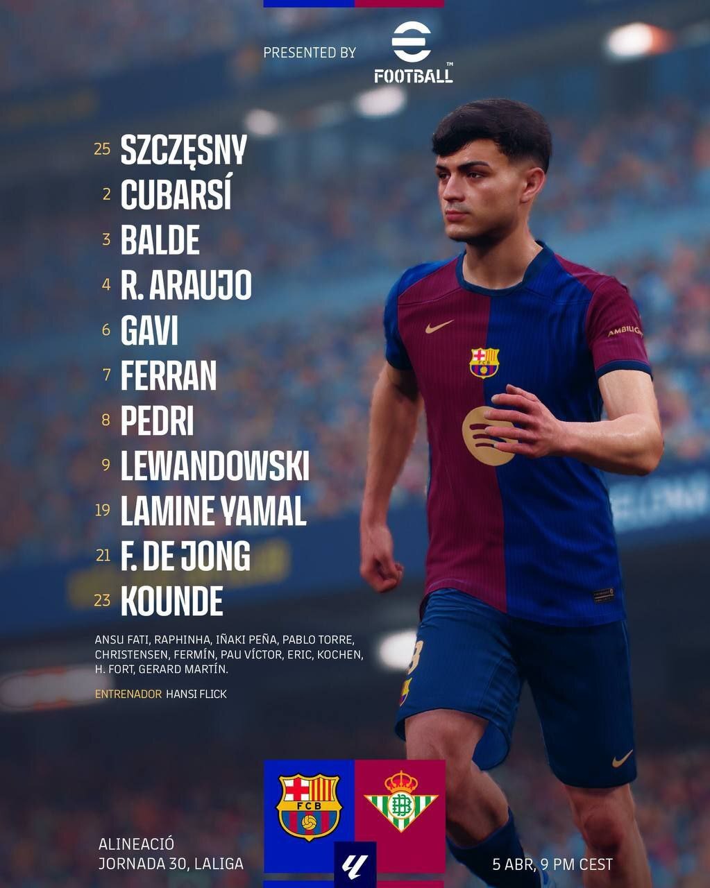 ترکیب بارسلونا مقابل رئال بتیس