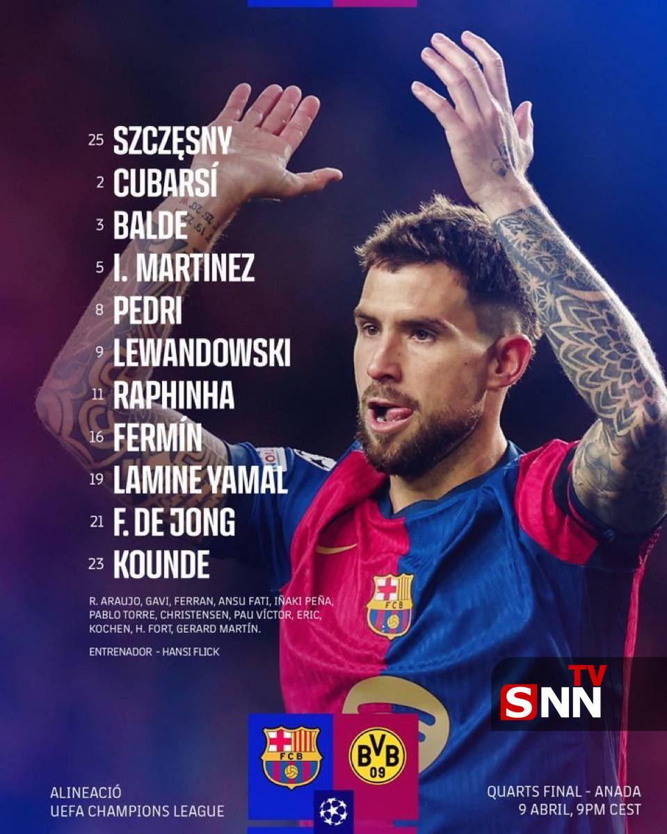 ترکیب بارسلونا مقابل دورتموند