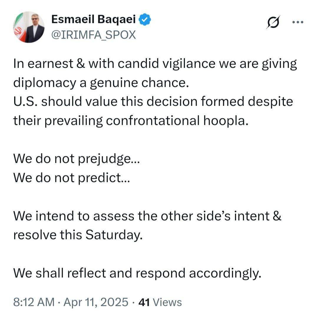 سخنگوی وزارت خارجه: به دیپلماسی یک فرصت واقعی می‌دهیم | گفت‌و‌گو‌های شنبه، آزمونی برای سنجش نیت و جدیت آمریکا است