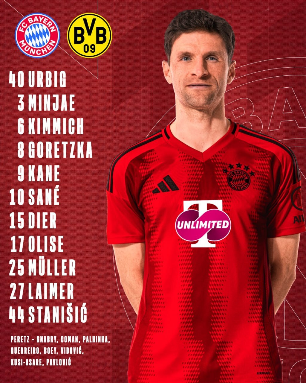 ترکیب بایرن مونیخ مقابل دورتموند