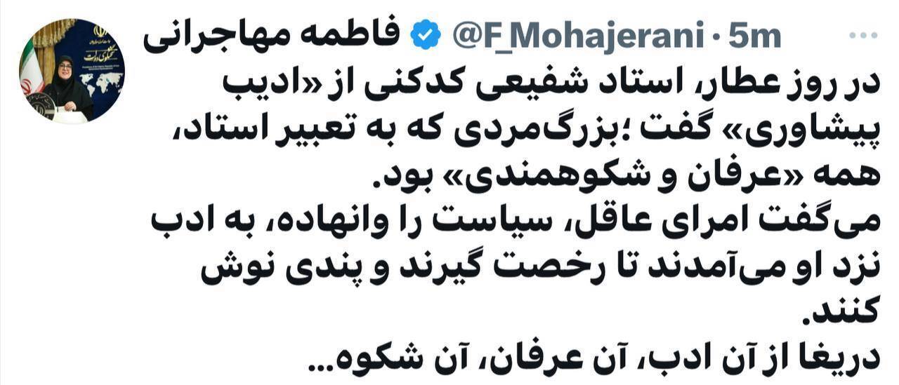 دیدار سخنگوی دولت با شفیعی کدکنی در روز عطار