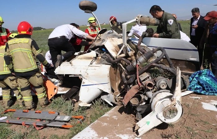 ببینید| سقوط یک بالگرد در فرودگاه قزوین