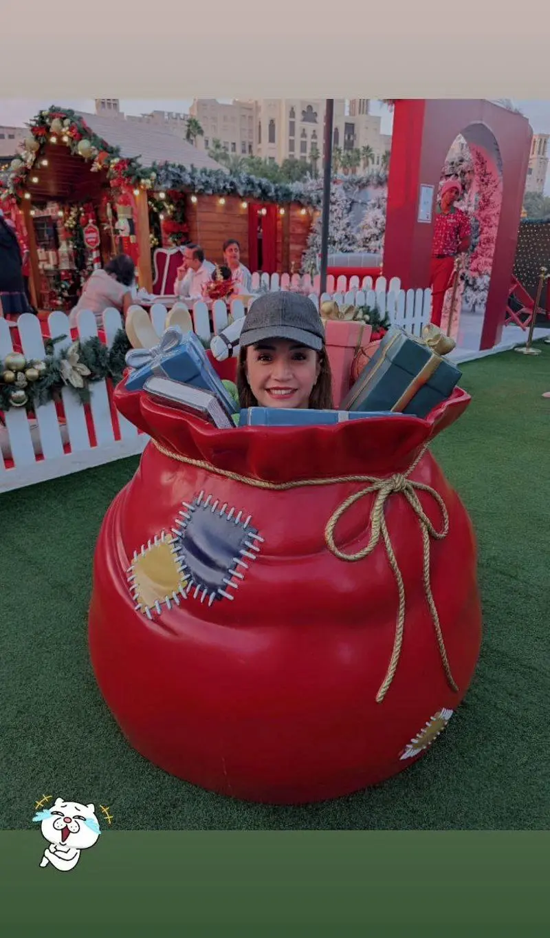 (عکس) بازی کودکانه‌ شبنم قلی‌خانی بازیگر سریال آنام در جشن کریسمس دبی