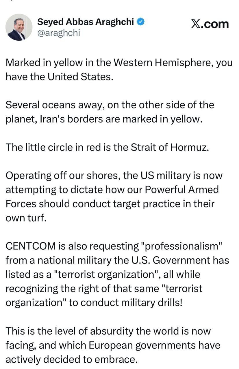 واکنش عراقچی به حضور نیروهای بیگانه در‌ خلیج فارس