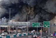 ببینید| آتش‌سوزی وحشتناک بازار جنت آباد تهران از نمای بالا