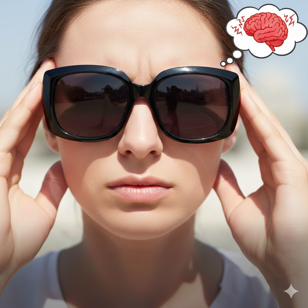 چرا وقتی عینک آفتابی می‌زنم سردرد می‌گیرم؟ (۵ دلیل اصلی + راه حل)