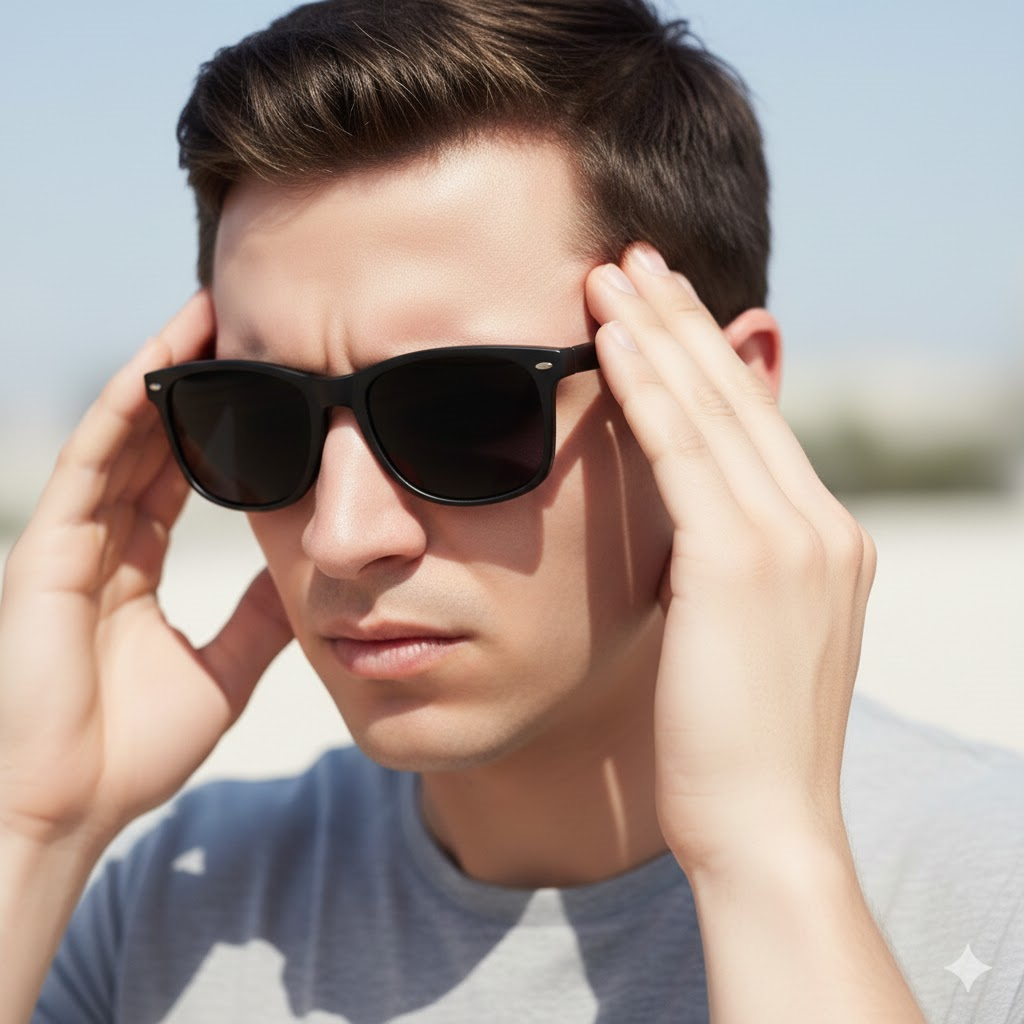 چرا وقتی عینک آفتابی می‌زنم سردرد می‌گیرم؟ (۵ دلیل اصلی + راه حل)