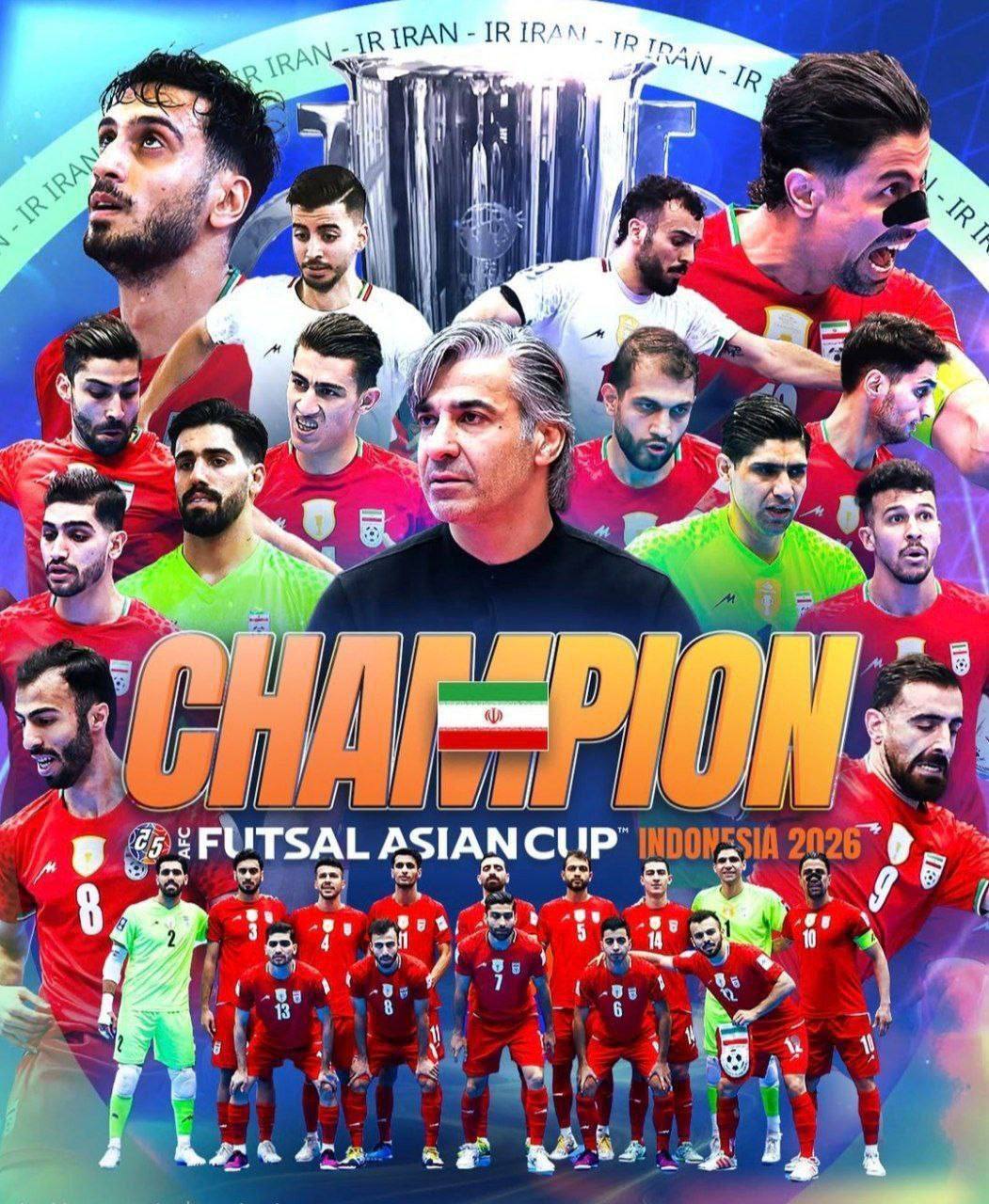 پوستر AFC پس از قهرمانی ایران در جام ملت‌های فوتسال آسیا