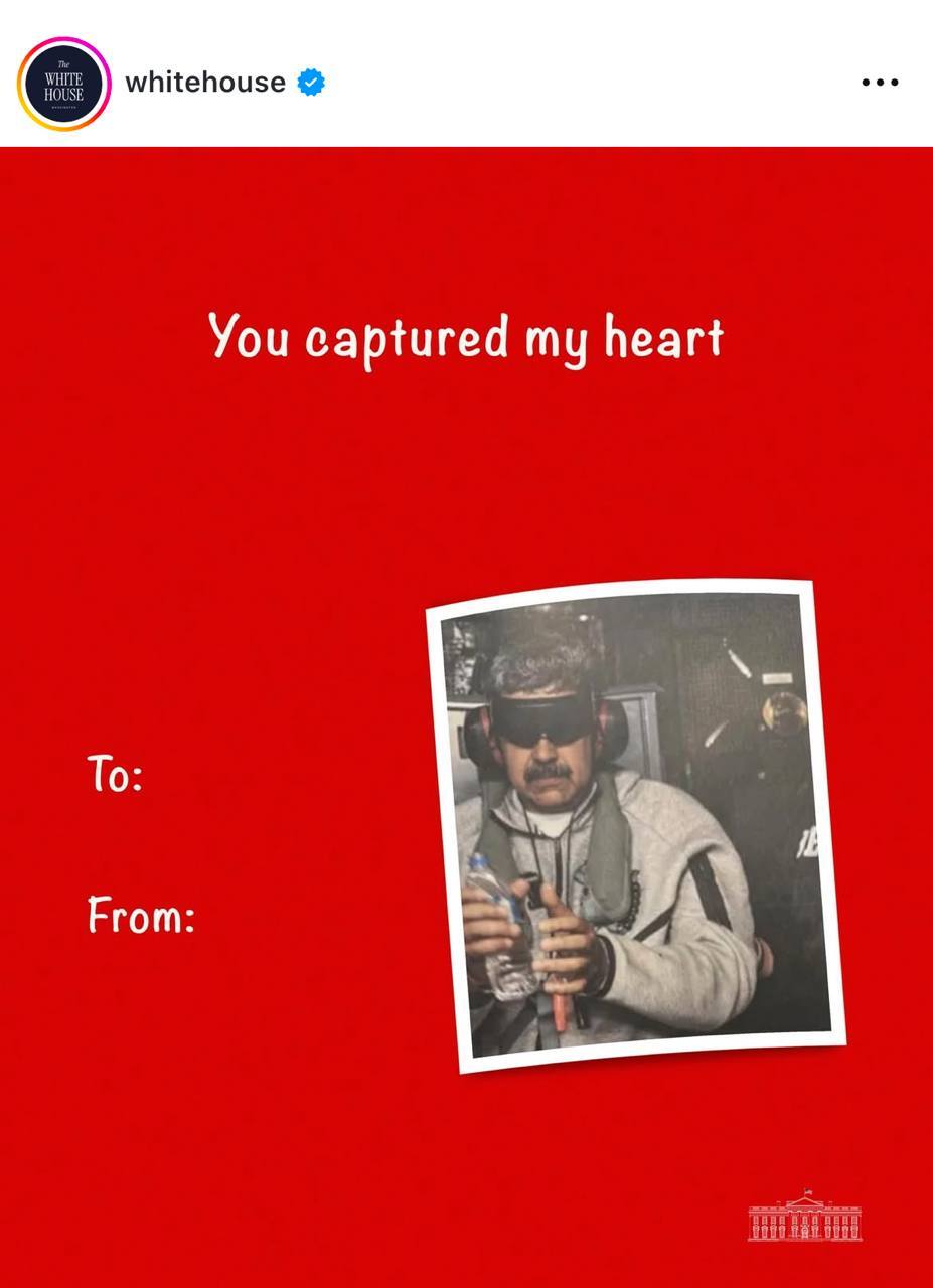 پست عجیب کاخ سفید در اینستاگرام به مناسبت ولنتاین| شوخی زشت ترامپ با گرینلند و مادورو