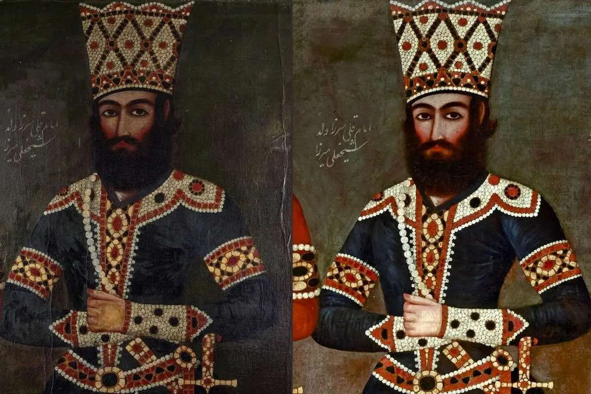 تصاویر؛ مرمت نقاشی تاریخی دوران فتحعلی شاه قاجار پس از ۲۰۰ سال