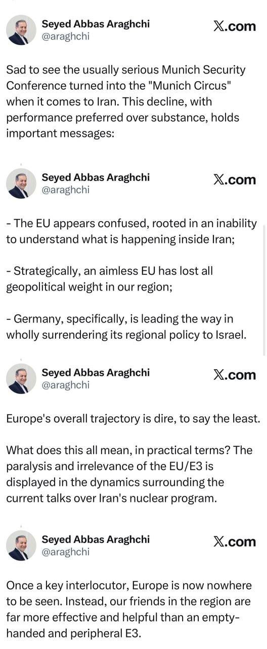 واکنش عباس عراقچی به حذف از کنفرانس امنیتی مونیخ