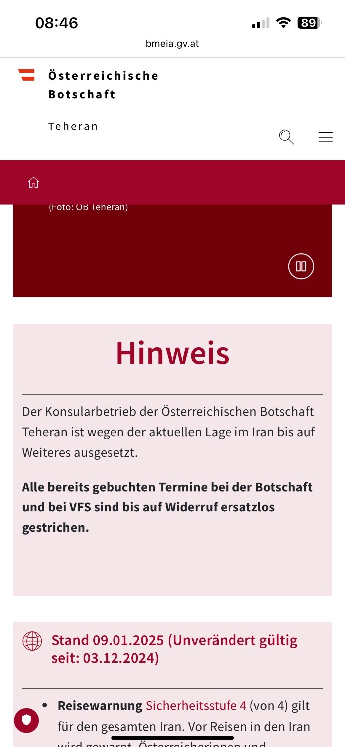 اتریش هم بعد از بریتانیا سفارتخانه‌اش را تعطیل کرد| علت چیست؛ اعتراض به رخداد‌های اخیر؟ تهدیدات بی صدای ایران؟ یا هراس از جنگی فراگیر؟