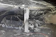 آتش سوزی یک ساختمان چهار طبقه در بزرگراه رسالت