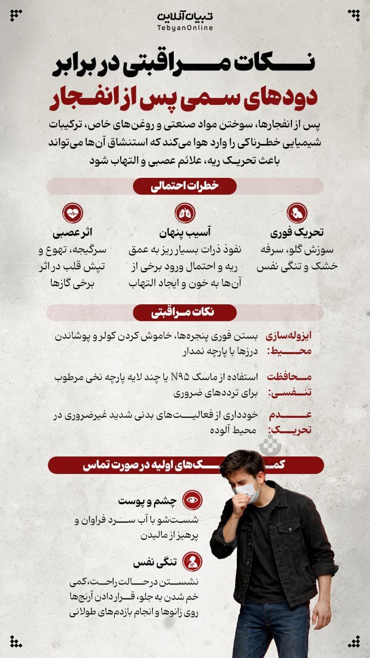 نکات مراقبتی در برابر دودهای سمی پس از انفجار