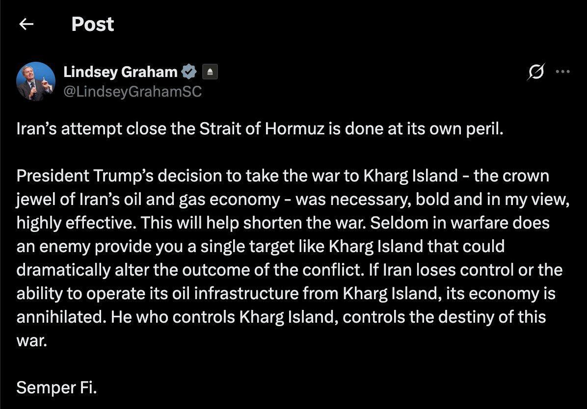 واکنش لیندزی گراهام به حمله آمریکا به خارک