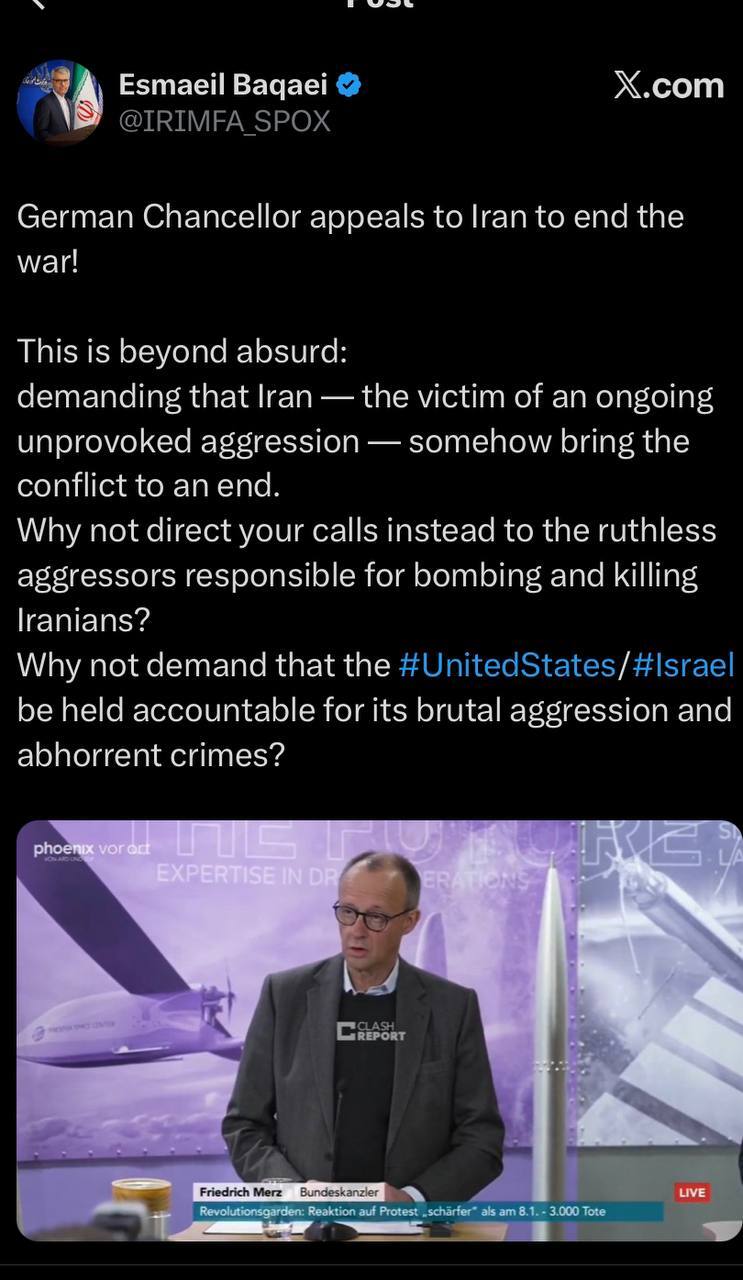 پاسخ بقائی به اظهارات صدر اعظم آلمان درباره پایان دادن به جنگ