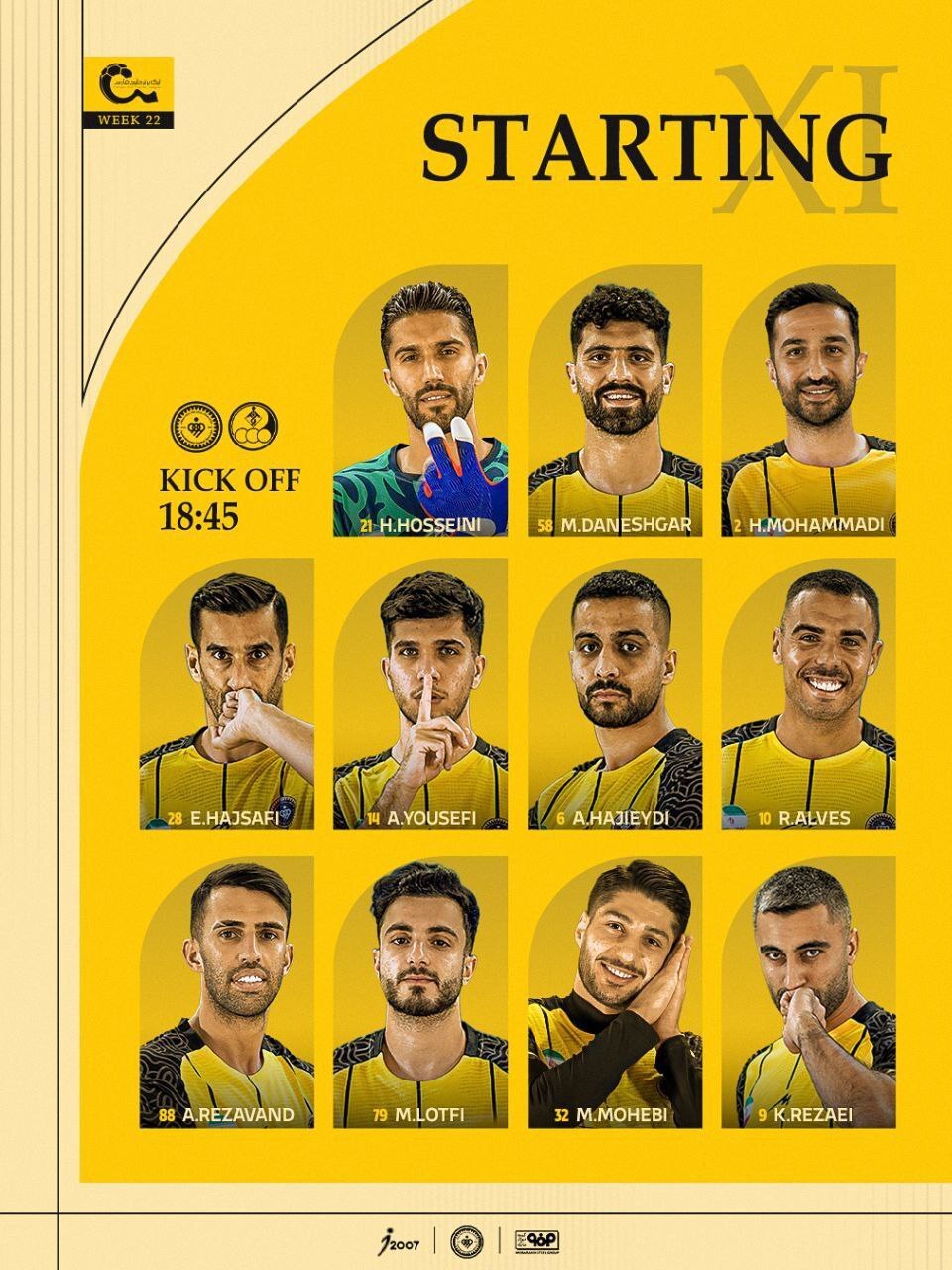 ترکیب سپاهان مقابل استقلال خوزستان