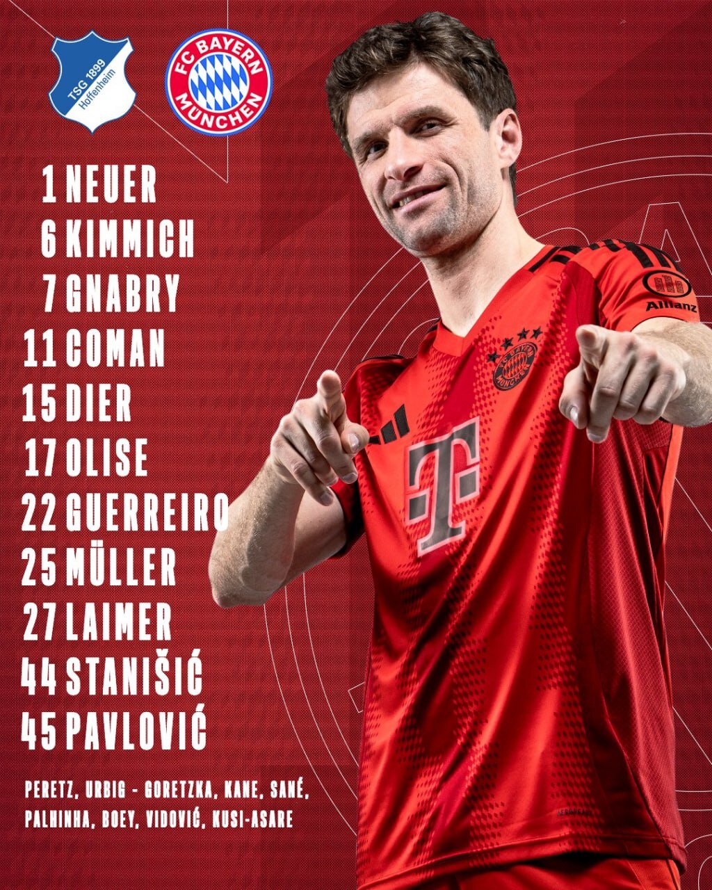 ترکیب بایرن مونیخ مقابل هافنهایم ترکیب بایرن مونیخ مقابل هافنهایم