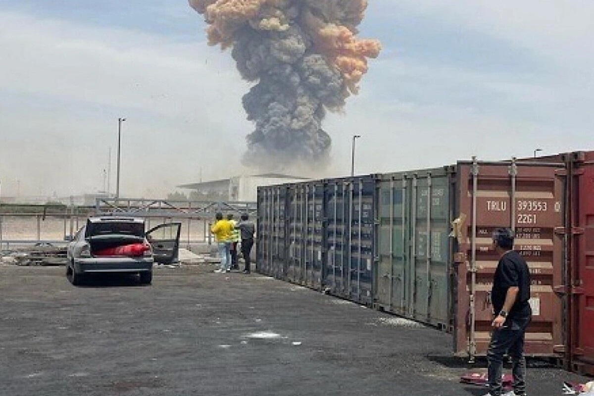 ببینید| نمای هوایی از محل حادثه بندر شهید رجایی