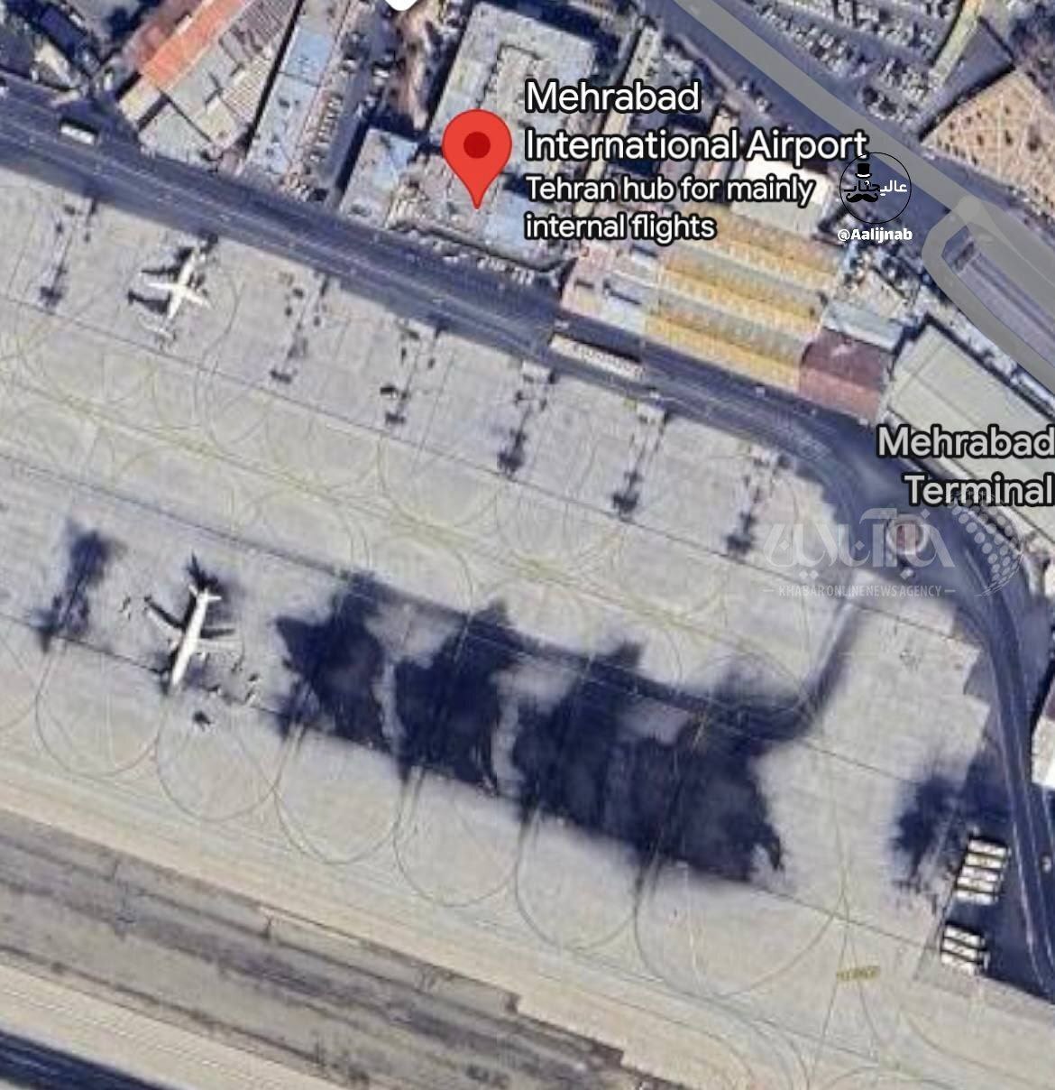 تصاویر ماهواره‌ای از فرودگاه مهرآباد بعد از حمله دیشب