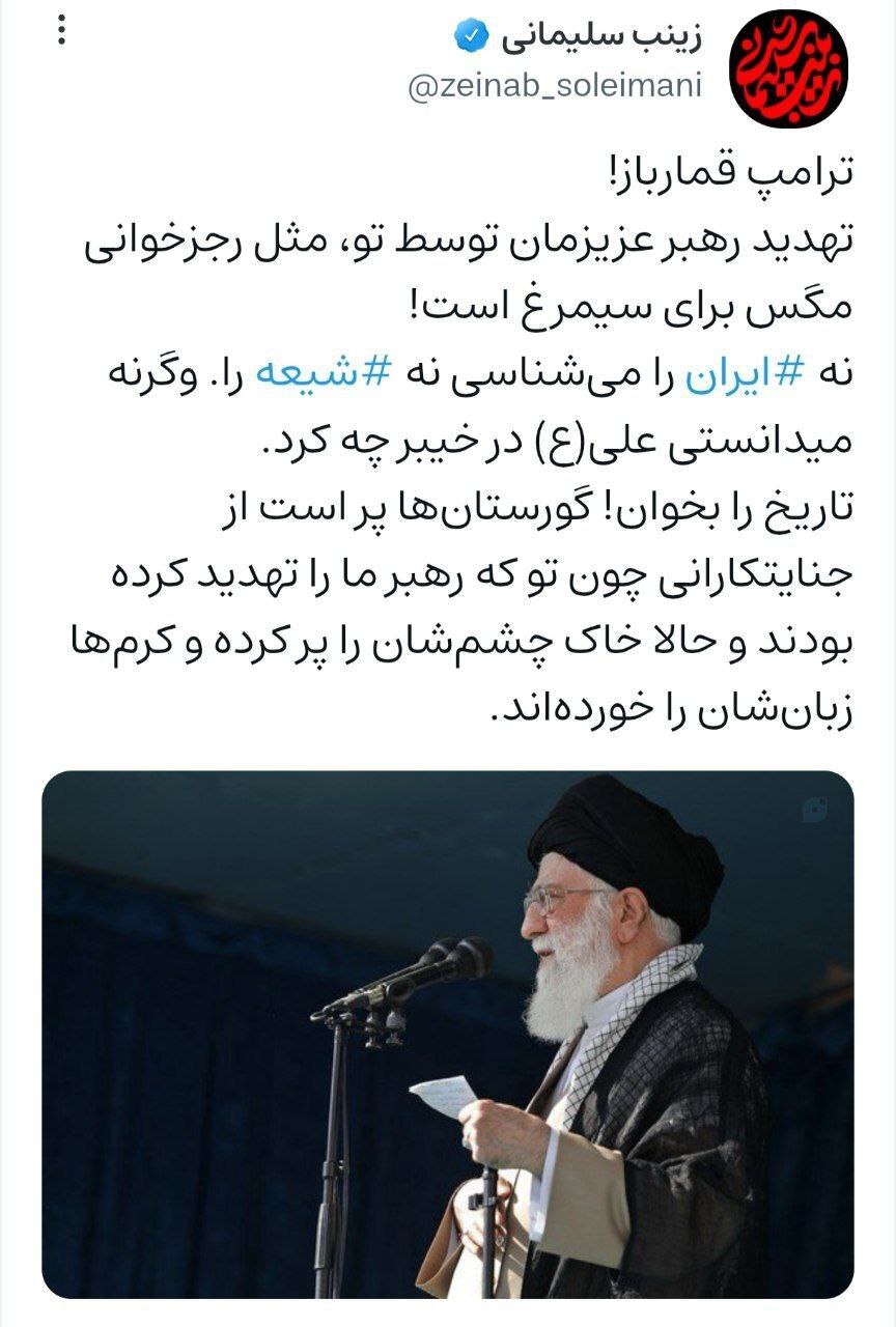 توییت زینب سلیمانی