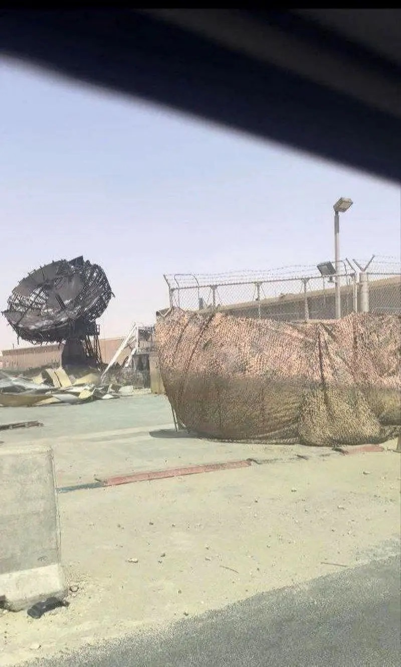 انتشار تصاویر جدید از رادار منهدم شده آمریکایی در پایگاه العدید انتشار تصاویر جدید از رادار منهدم شده آمریکایی در پایگاه العدید