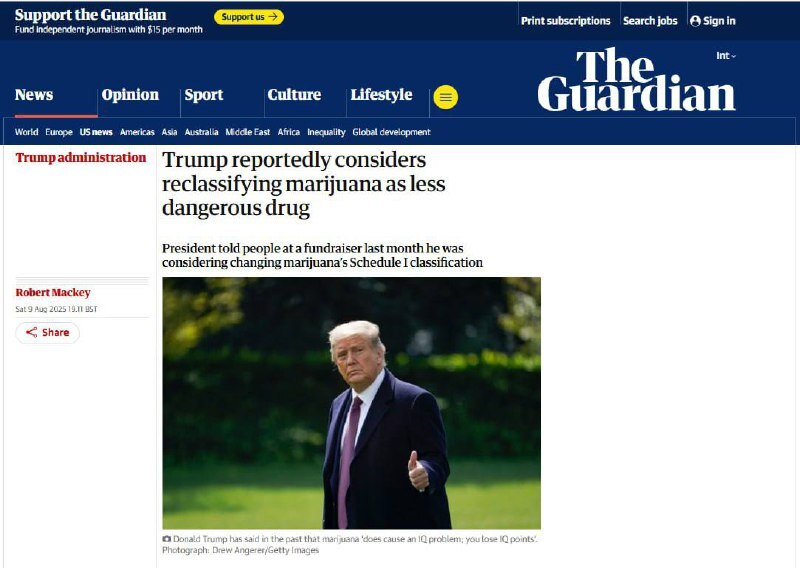 ترامپ در پی تغییر قوانین ماری‌جوانا برای تسهیل تجارت آن