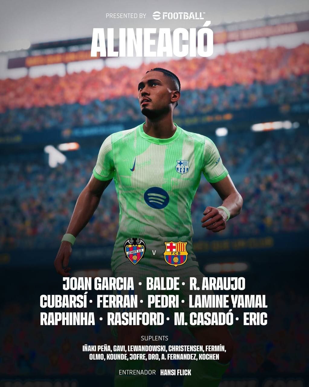 ترکیب بارسلونا برابر لوانته