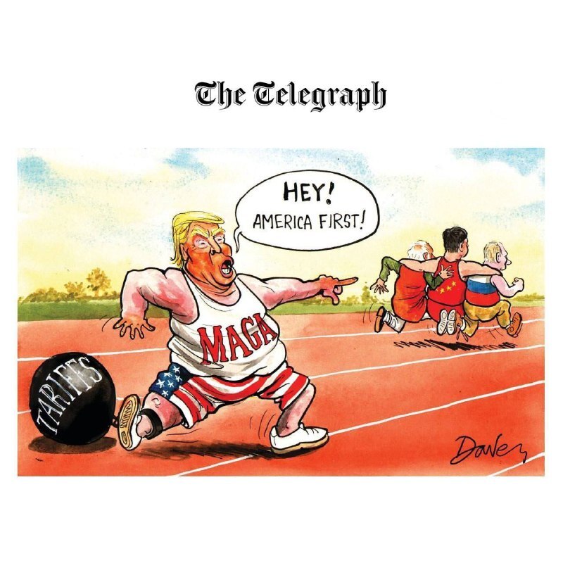 کاریکاتور روزنامه تلگراف از درماندگی ترامپ در برابر اتحاد هند و روسیه و چین
