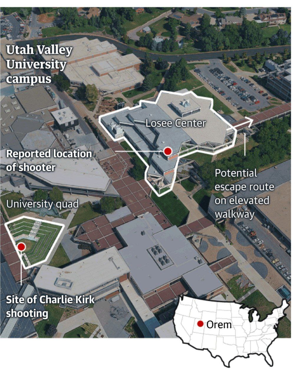 تصویر گرافیکی از محل ترور «چارلی کروک»، فعال سیاسی نزدیک به دولت آمریکا تصویر گرافیکی از محل ترور «چارلی کروک»، فعال سیاسی نزدیک به دولت آمریکا