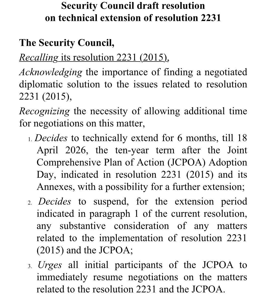 روسیه پیشنویس قطعنامه تمدید اسنپبک را دیروز در میان اعضای شورای امنیت توزیع کرد روسیه پیشنویس قطعنامه تمدید اسنپبک را دیروز در میان اعضای شورای امنیت توزیع کرد