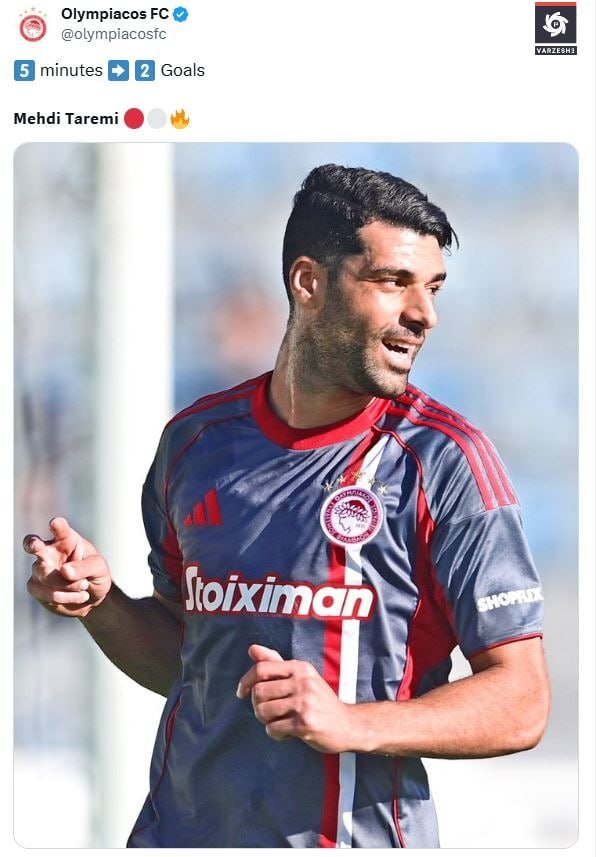 واکنش باشگاه المپیاکوس به دبل مهدی طارمی