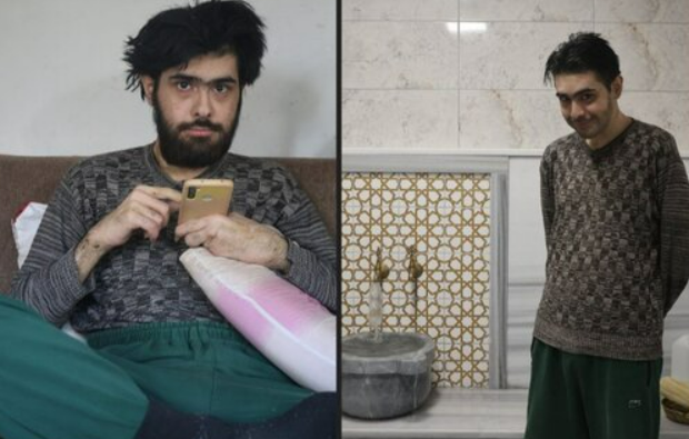 ببینید| جوان ۲۳ ساله ترک پس از سه سال با دستور مقامات دولتی به حمام رفت!