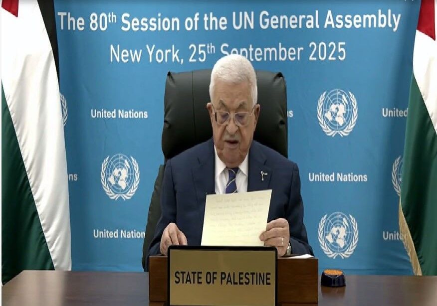 آغاز سخنرانی ویدئو کنفرانسی محمود عباس در سازمان ملل