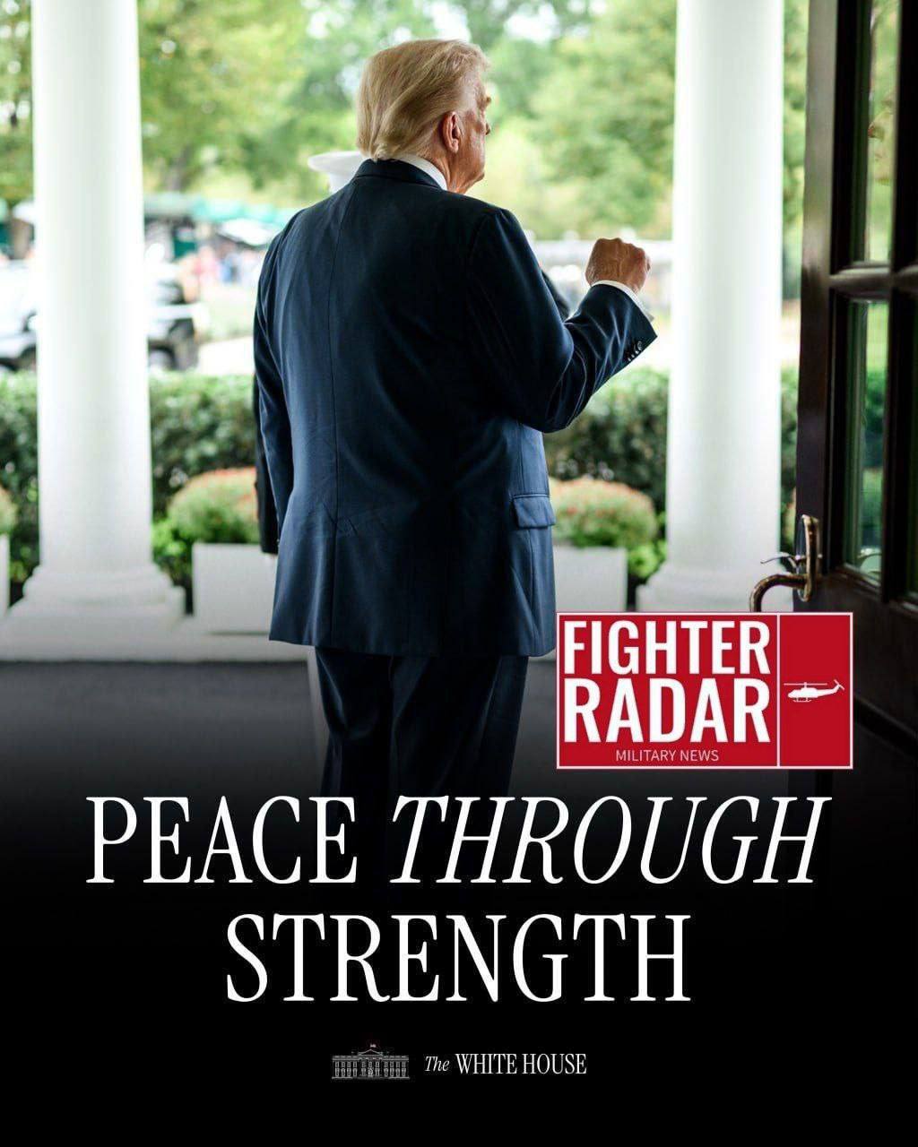 تصویری از پوستر جدید کاخ سفید، صلح از طریق قدرت!