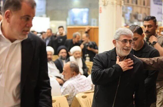 تصویری از حضور سردار قاآنی در مجلس ترحیم همسر آیت‌الله سیستانی