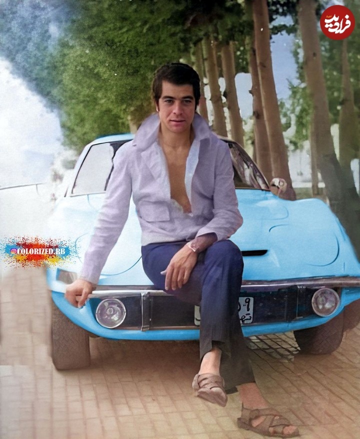 بهروز وثوقی و خودروی لوکس‌اش در تهران دهه ۵۰