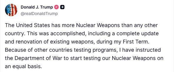ترامپ دستور آغاز آزمایش‌های هسته‌ای آمریکا را صادر کرد