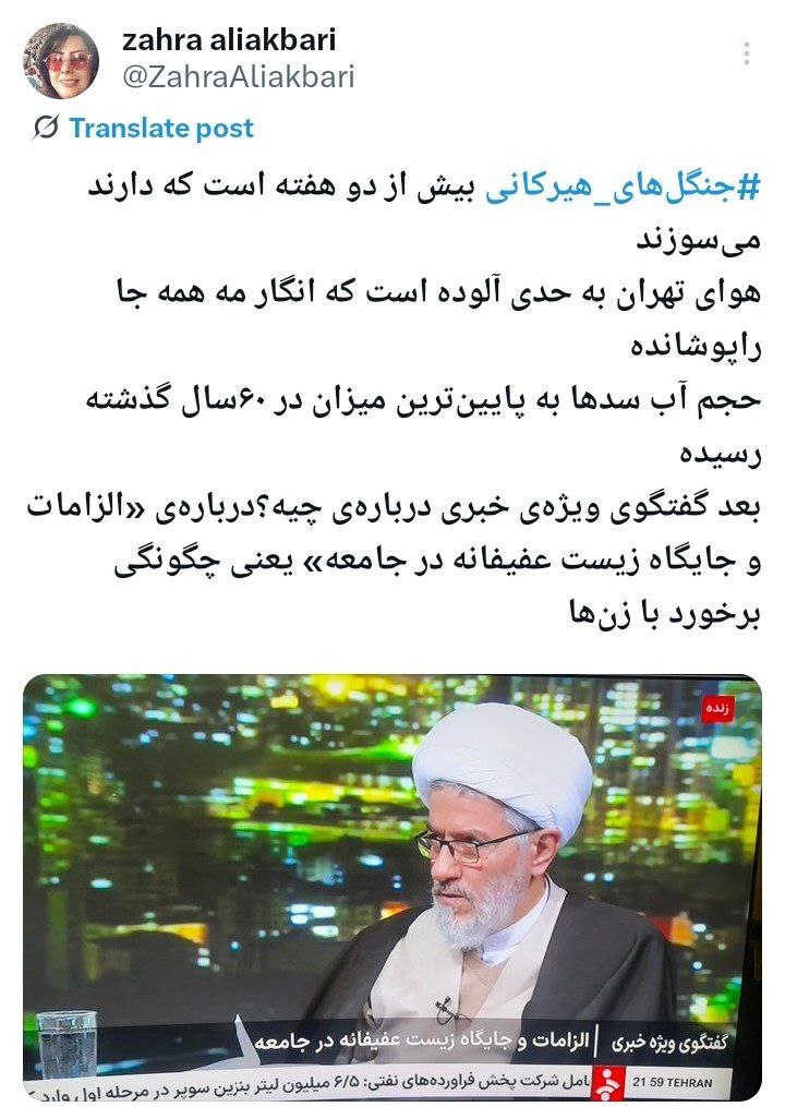 کنایه یک روزنامه‌نگار به صداوسیما درباره آتش سوزی جنگل های هیرکانی