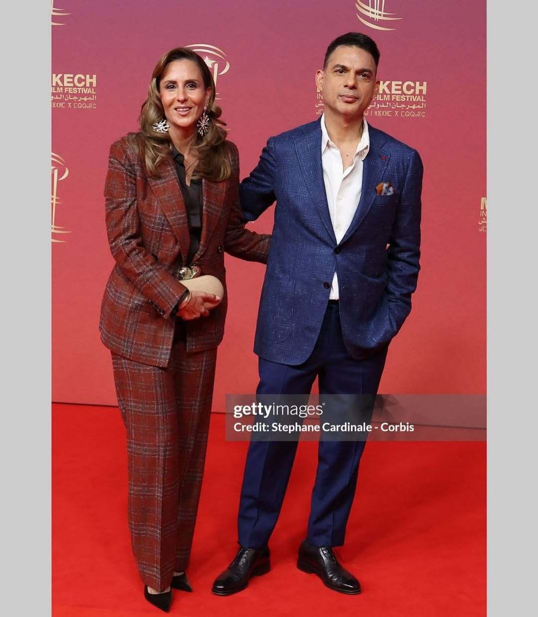 پیمان معادی و همسرش در فرش قرمز جشنواره فیلم مراکش