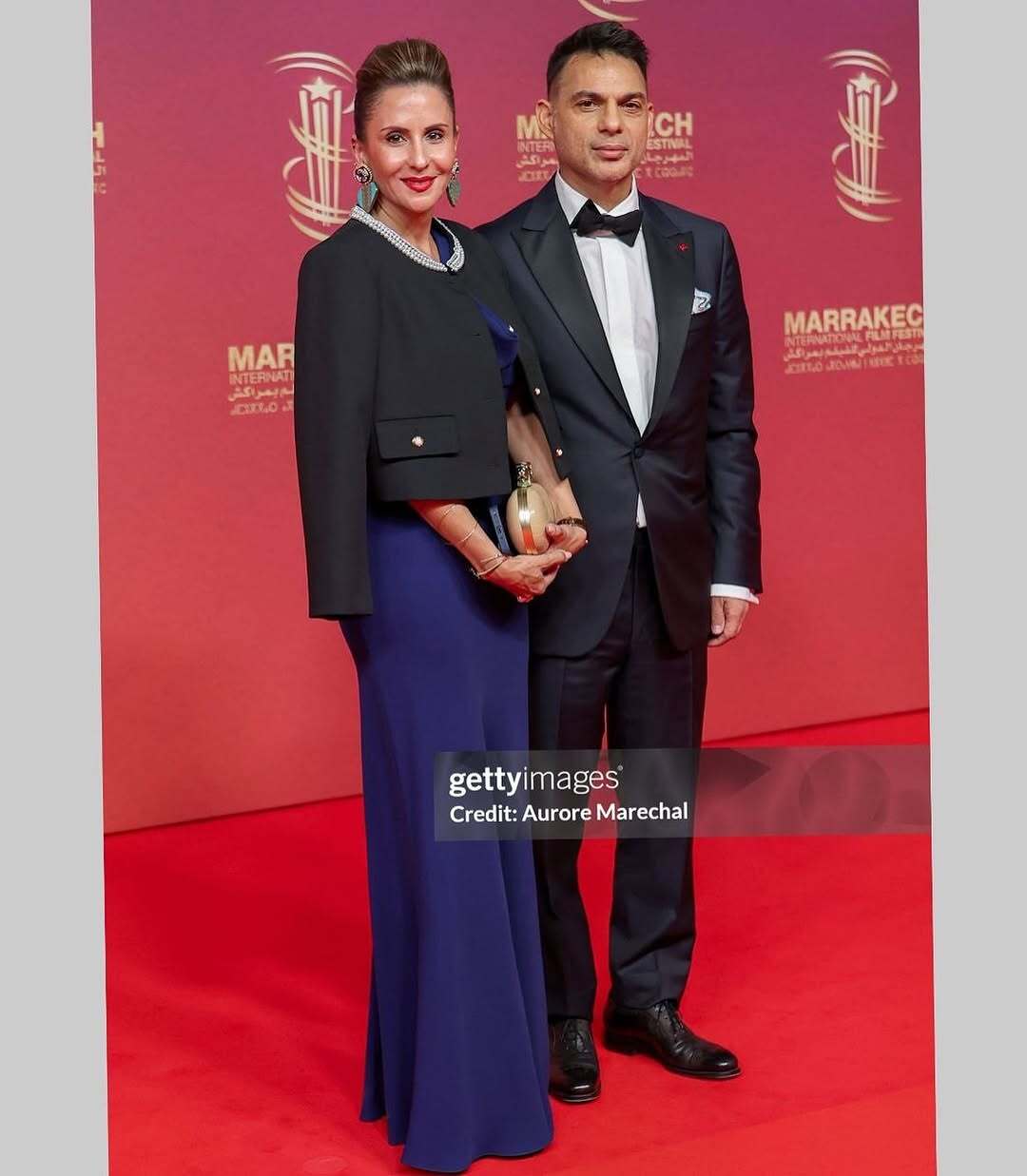 پیمان معادی و همسرش در فرش قرمز جشنواره فیلم مراکش
