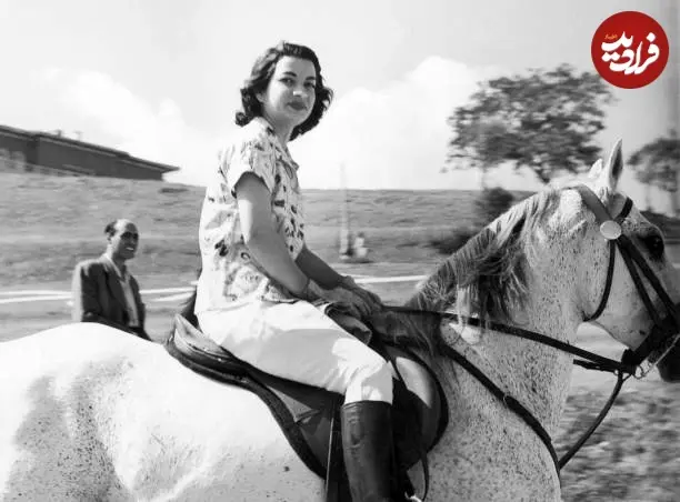 اشرف پهلوی در ۳۵سالگی؛ تصویری نادر از سواری در سال ۱۳۳۲