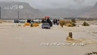 ببینید| نجات راننده و بیرون کشیدن پژو با تراکتور در سیلاب فارس