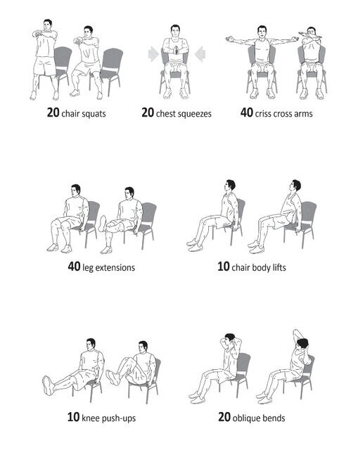 اینفوگرافیک ورزش در خانه با صندلی