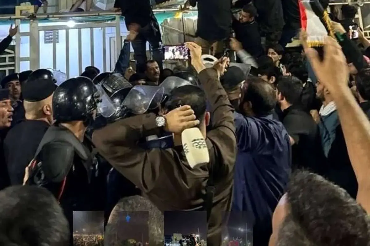 ببینید| حمله معترضان عراقی به کنسولگری کویت در بصره