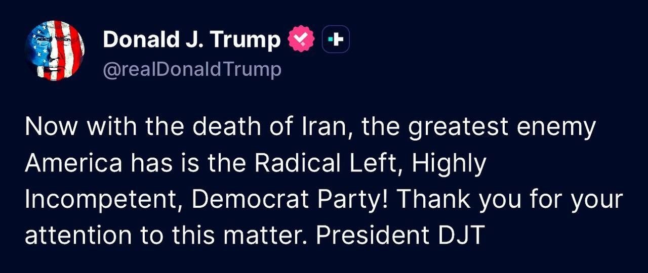 عکس| توئیت عجیب ترامپ درباره جنگ با ایران